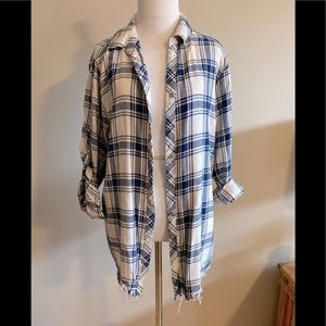 Hester & Orchard distressed button up plaid shirt